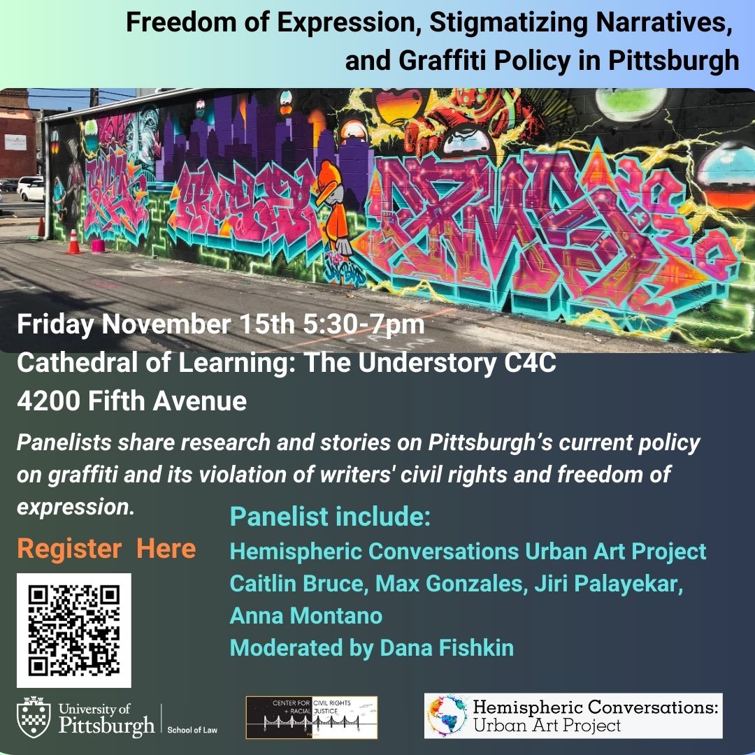 Event flyer with a background of a graffiti wall