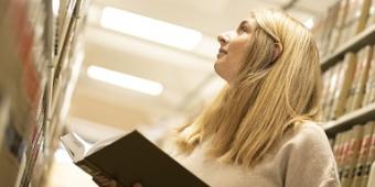 Student in the library